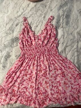 Fashion Bug Pink Butterfly Sleepwear Soft Girl Feminine Flirty Babydoll Y2K